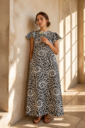 sukienka maxi dress shells muszle długa wiskoza z kieszeniami rękawek
