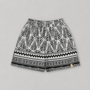 szorty paprocie fern shorts black white liście wiskoza