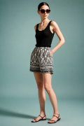 szorty paprocie fern shorts black white liście wiskoza