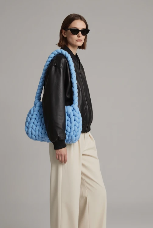 włóczka bawełna niebieska blue bag summer torba torebka