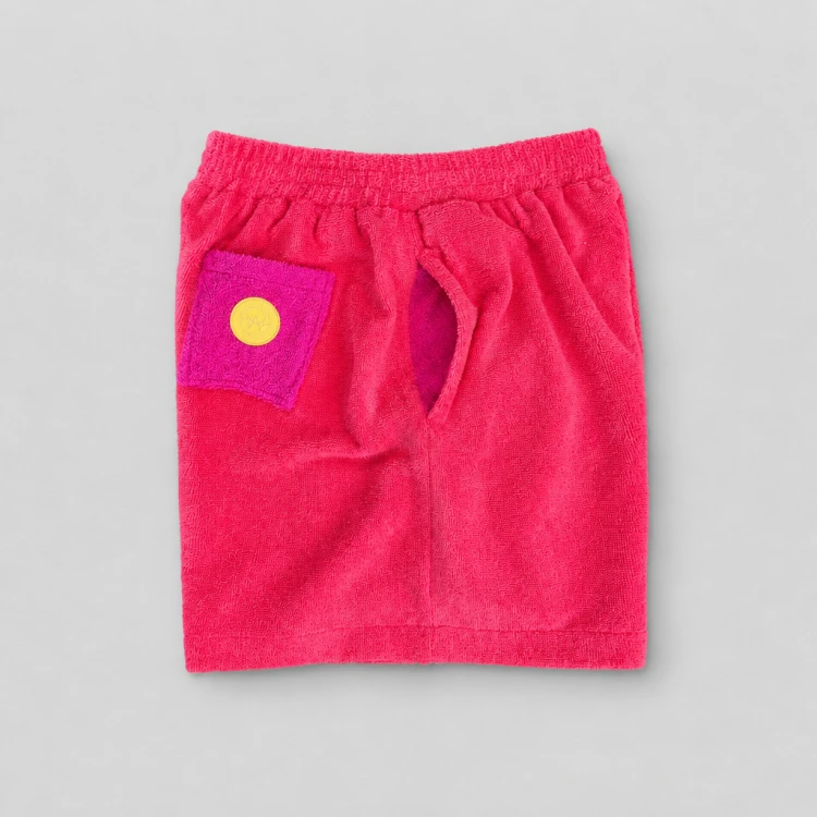 coral koral spodenki shorts szorty kieszeń róż frotte