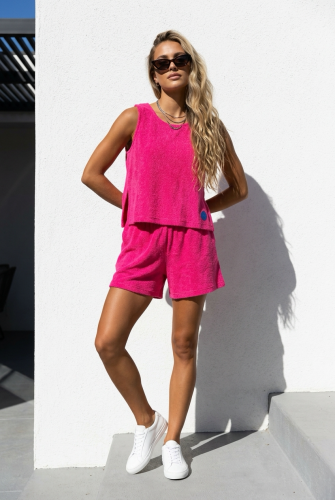 magenta spodenki shorts szorty róż różowe frotte top bluzka