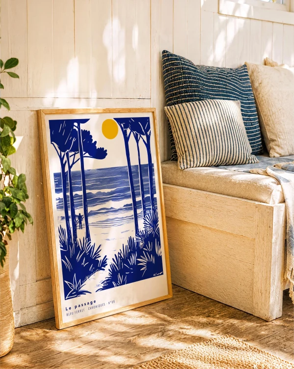 grafika ilustracja surfing surfer ocean plaża las fale kobalt kilmo studio przejście pasaż