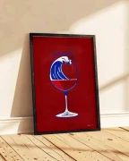 grafika ilustracja kobalt kilmo studio fala wino kieliszek bar kuchnia