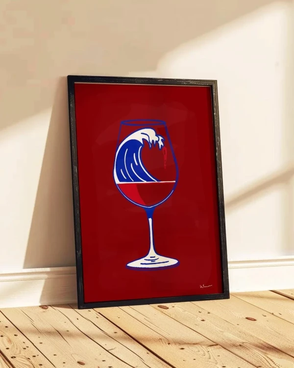grafika ilustracja kobalt kilmo studio fala wino kieliszek bar kuchnia