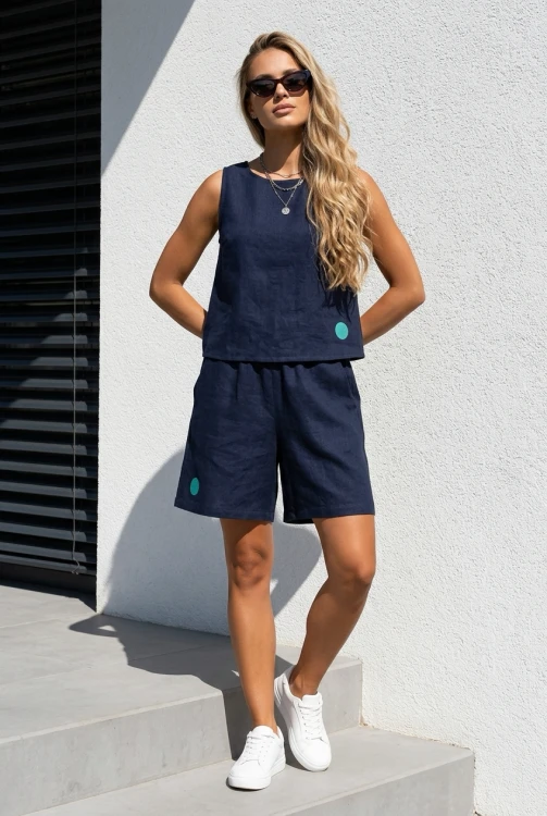 set jeans spodenki szorty top letni komplet