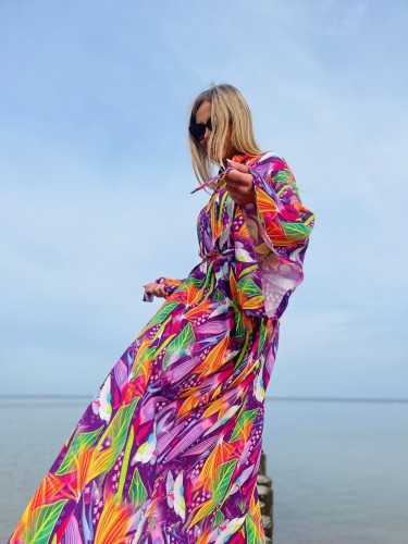 kimono birds exotic kolory