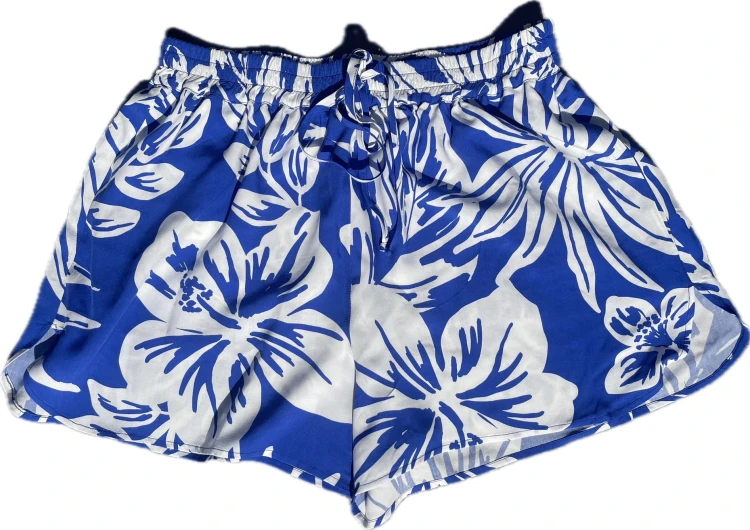 spodenki niebieskie blue kwiat hawajskie wiskoza