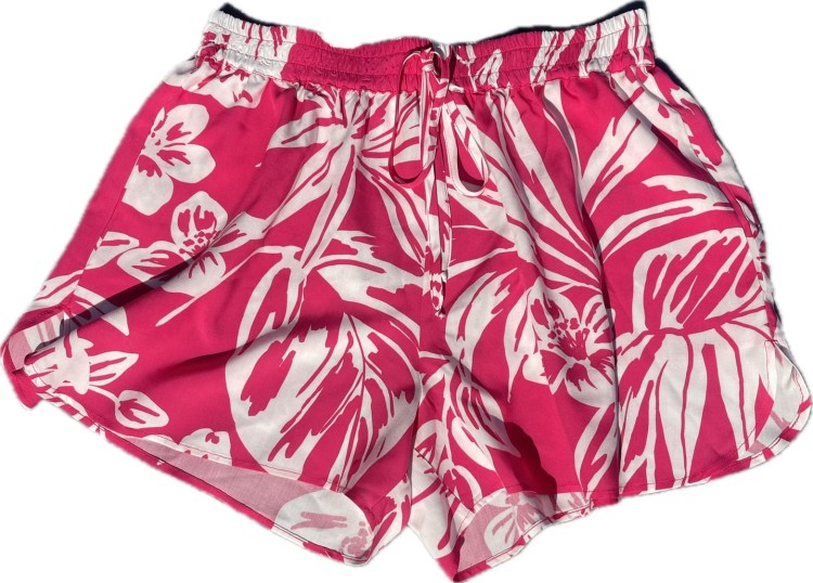 spodenki pink róż kwiat hawajskie wiskoza