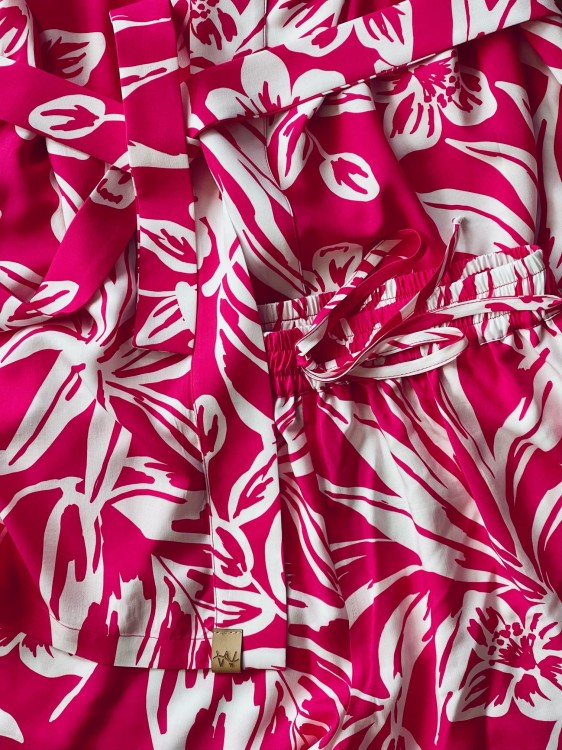 koszula pink kimonowa wiskoza kwiaty hawaje