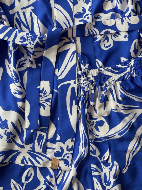 spodenki koszula niebieskie blue kwiat hawajskie wiskoza zestaw set komplet